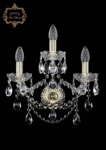 Бра 10.25.2+1.141.Gd.Sp Bohemia Art Classic прозрачный на 3 лампы, основание золотое в стиле классический 