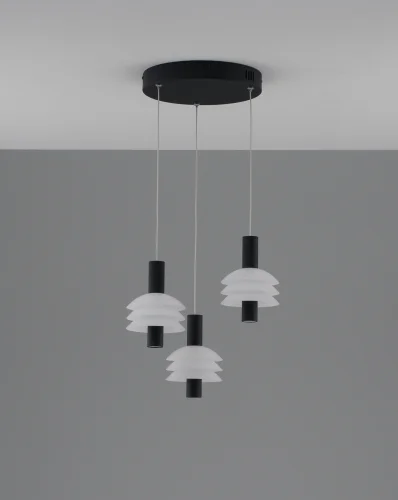Светильник подвесной LED Sylv V11388-PL Moderli белый на 3 лампы, основание чёрное в стиле современный каскад фото 2