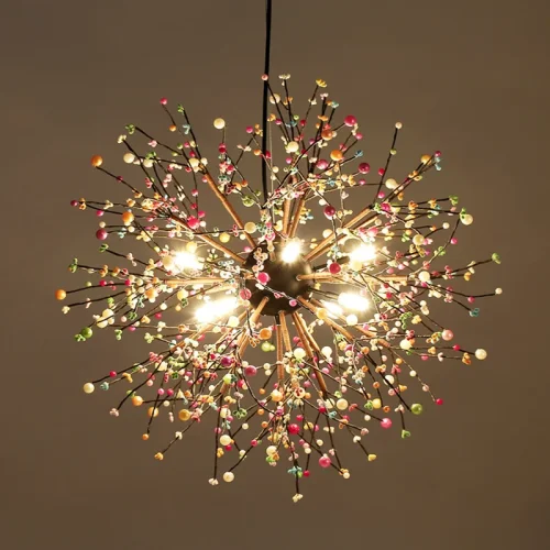 Люстра подвесная MARITZA D60 Multicolor 219494-23 ImperiumLoft разноцветная на 8 ламп, основание чёрное в стиле флористика скандинавский современный 