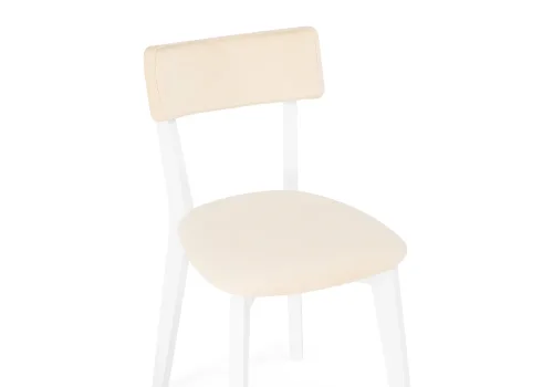 Деревянный стул Гилмар бежевый велюр / белый 515981 Woodville, бежевый/велюр, ножки/массив бука дерево/белый, размеры - ****450*600 фото 5
