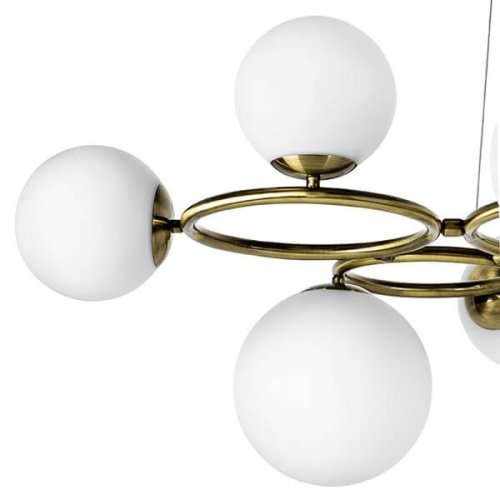 Люстра подвесная Globo 815091 Lightstar белая на 9 ламп, основание латунь в стиле арт-деко шар фото 7