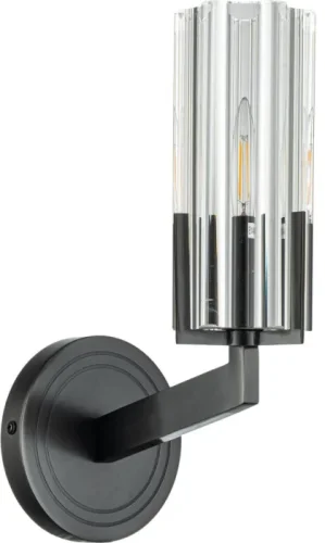 Бра Malone 6035-1 BL CL Belfast прозрачный на 1 лампу, основание чёрное в стиле современный фото 3 Бра Malone 6035-1 BL CL Belfast прозрачный на 1 лампу, основание чёрное в стиле современный фото 3