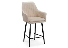 Полубарный стул Райнер MR -26 / черный 532408 Woodville, бежевый/велюр, ножки/металл/чёрный, размеры - ****570*570
