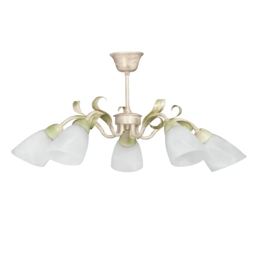 Люстра потолочная V1535/5PL Vitaluce белая на 5 ламп, основание бежевое в стиле флористика Люстра потолочная V1535/5PL Vitaluce белая на 5 ламп, основание бежевое в стиле флористика
