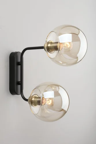 Бра лофт Fasano OML-94201-02 Omnilux прозрачный янтарный на 2 лампы, основание чёрное в стиле лофт  фото 3