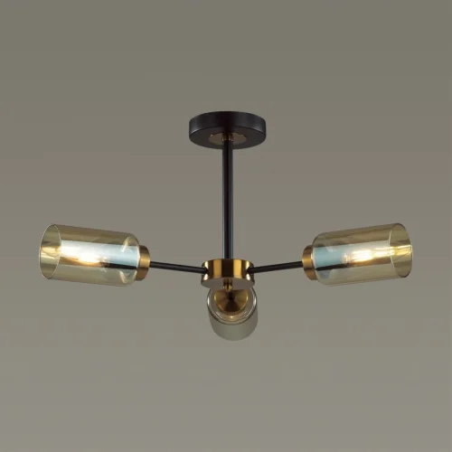 Люстра потолочная Dallin 5640/3C Lumion янтарная на 3 лампы, основание чёрное в стиле современный  фото 3
