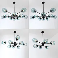 Люстра на штанге MARINE D104 10 lamps Black/Blue 193751-26 ImperiumLoft голубая на 10 ламп, основание чёрное в стиле современный 