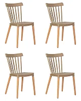 Стул обеденный набор 4 шт. SET-4 687PP-LMZL THEO, цвет сиденья бежевый (GR-03), цвет основания светлый бук Dobrin, /полимер, ножки/дерево/светлый бук, размеры - *840***460*500