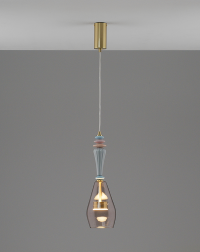 Светильник подвесной LED Corals V11152-PL Moderli янтарный на 1 лампу, основание золотое в стиле современный 