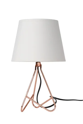 Настольная лампа GITTA 47500/81/17 Lucide белая 1 лампа, основание медь металл в стиле современный на треноге фото 2