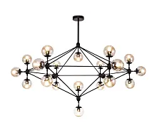 Люстра подвесная Моди 07535-21,19 Kink Light янтарная на 21 лампа, основание чёрное в стиле современный лофт молекула шар