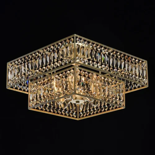 Люстра потолочная хрустальная Монарх 121012306 MW-Light янтарная прозрачная на 6 ламп, основание золотое в стиле классический  фото 2