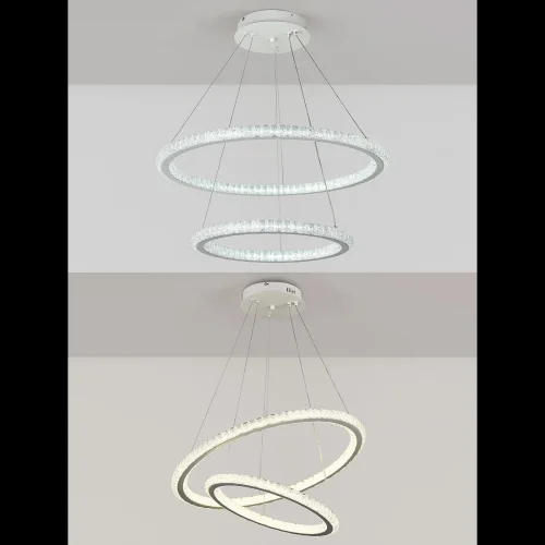 Люстра подвесная с пультом LED LAMPS 81292 Natali Kovaltseva белая на 1 лампу, основание белое в стиле современный хай-тек с пультом кольца яндекс алиса сири фото 2