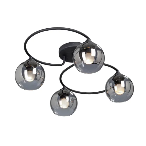 Люстра потолочная V4965-1/4PL Vitaluce чёрная серая на 4 лампы, основание чёрное в стиле арт-деко шар фото 3 Люстра потолочная V4965-1/4PL Vitaluce чёрная серая на 4 лампы, основание чёрное в стиле арт-деко шар фото 3