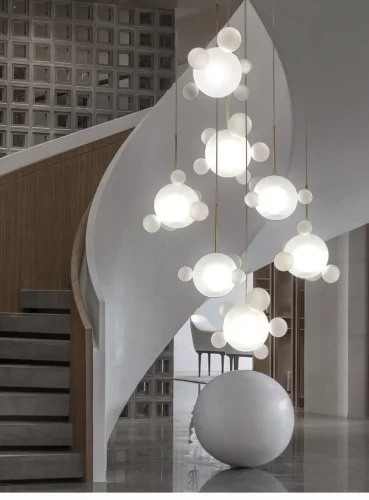 Светильник подвесной BUBBLE B MILK H 213796-23 ImperiumLoft белый на 7 ламп, основание золотое в стиле современный лофт фото 7 Светильник подвесной BUBBLE B MILK H 213796-23 ImperiumLoft белый на 7 ламп, основание золотое в стиле современный лофт фото 7