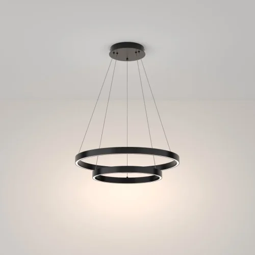 Светильник подвесной LED Rim MOD058PL-L55BK Maytoni чёрный на 1 лампу, основание чёрное в стиле минимализм хай-тек современный кольца фото 4