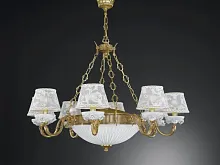 Люстра подвесная  L 9101/8+3 Reccagni Angelo белая на 11 ламп, основание золотое в стиле классический 