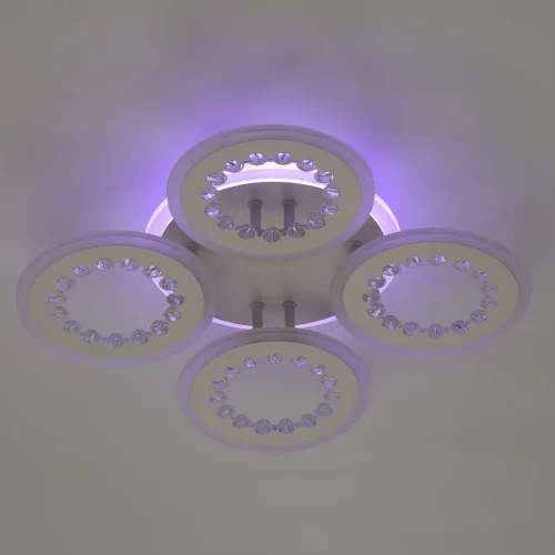 Люстра потолочная LED с пультом Мадлен 424013505 DeMarkt белая на 1 лампа, основание белое в стиле хай-тек с пультом кольца фото 7