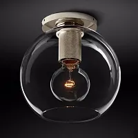 Светильник потолочный RH Utilitaire Globe Shade Flushmount 123674-22 ImperiumLoft прозрачный 1 лампа, основание никель в стиле лофт 