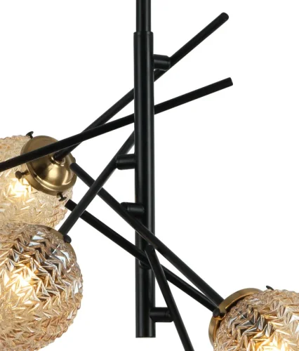 Люстра на штанге Sinus 2140/06/06P Stilfort прозрачная на 6 ламп, основание чёрное в стиле современный шар фото 4