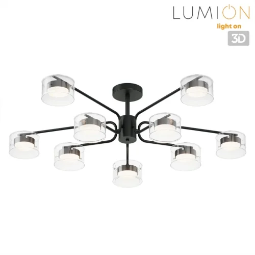 Люстра потолочная Natalina 8349/10C Lumion прозрачная на 10 ламп, основание чёрное в стиле минимализм фото 3