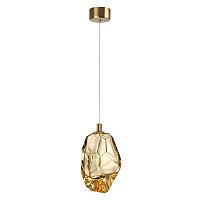 Светильник подвесной LED Gemme 7111/4LA Odeon Light янтарный на 1 лампу, основание бронзовое в стиле современный классический выдувное