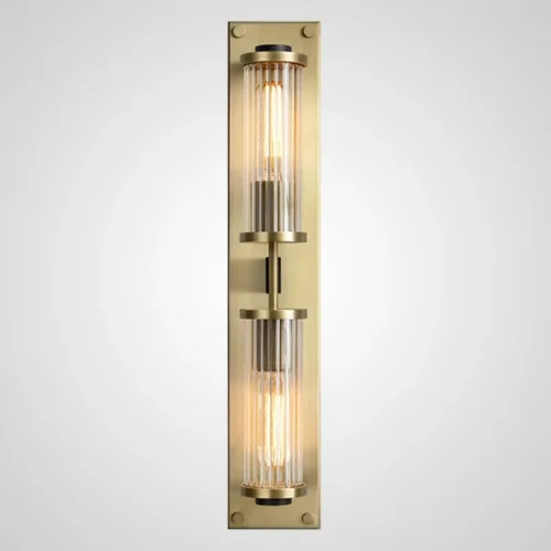 Настенный светильник (бра) Alouette linear sconce 140565-26 ImperiumLoft прозрачный на 2 лампы, основание латунь в стиле современный 