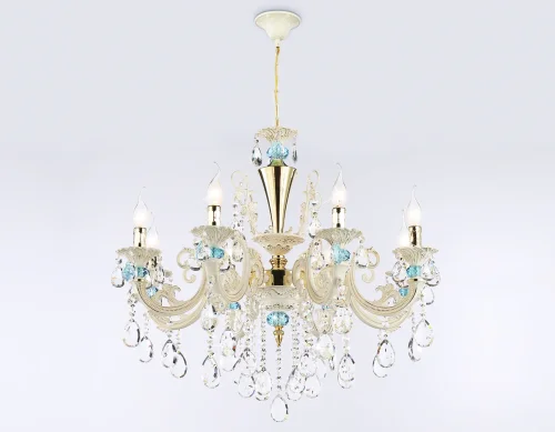 Люстра подвесная TR4926 Ambrella light без плафона на 8 ламп, основание белое золотое в стиле классический  фото 5