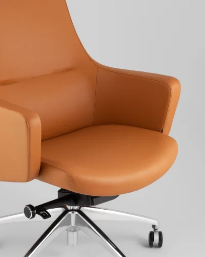 Кресло руководителя TopChairs Ferris, коричневое УТ000039421 Stool Group, коричневый/экокожа, ножки/металл/хром, размеры - *1280**** фото 7