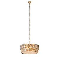 Люстра подвесная V5350-8/8 Vitaluce янтарная на 8 ламп, основание золотое в стиле современный классический 