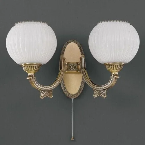 Бра c выключателем  A 8750/2 Reccagni Angelo белый на 2 лампы, основание античное бронза в стиле классический 