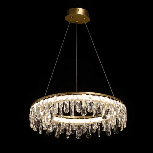 Люстра подвесная LED Орион 546011701 DeMarkt прозрачная на 1 лампу, основание золотое в стиле фото 2