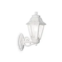 Настенный светильник уличный ANNA AP1 SMALL BIANCO Ideal Lux уличный IP44 белый на 1 лампу, плафон прозрачный в стиле современный E27