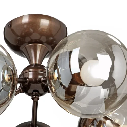 Люстра потолочная V3954-7/5PL Vitaluce янтарная на 5 ламп, основание бронзовое в стиле арт-деко шар фото 2