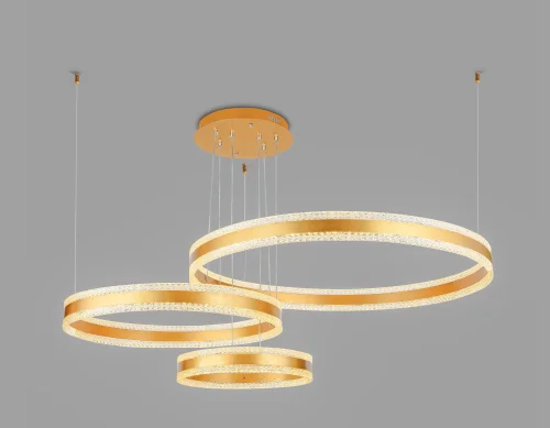 Люстра подвесная LED с пультом FA6203 Ambrella light прозрачная золотая на 1 лампа, основание золотое в стиле современный хай-тек с пультом кольца фото 5