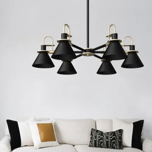 Люстра на штанге CODA D94 Black 193071-26 ImperiumLoft чёрная на 8 ламп, основание чёрное в стиле современный фото 4