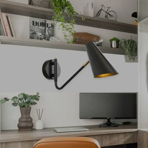 Настенный светильник NATI Black 224047-23 ImperiumLoft чёрный на 1 лампа, основание латунь в стиле современный скандинавский  фото 7