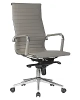 Офисное кресло для руководителей 101F-LMR CLARK, цвет сиденья серый Dobrin, серый/экокожа, ножки/металл/хром, размеры - 1090*1150***680*680