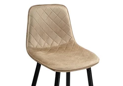 Барный стул Capri dark beige/ black 15131 Woodville, бежевый/велюр, ножки/металл/чёрный, размеры - ****435*490 фото 5