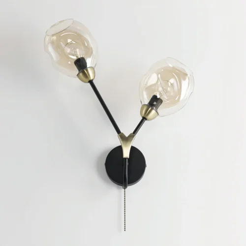 Бра с выключателем Монтана CL117325 Citilux янтарный бежевый на 2 лампы, основание чёрное в стиле современный лофт  фото 3