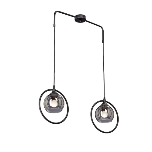 Светильник подвесной V4814-1/2S Vitaluce чёрный серый 2 лампы, основание чёрное в стиле лофт шар