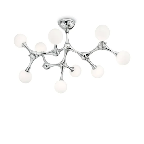 Люстра потолочная NODINO PL9 CROMO Ideal Lux белая на 9 ламп, основание хром в стиле современный шар