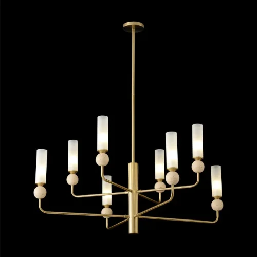 Люстра на штанге SIMPLY SP8 BRASS Crystal Lux белая на 8 ламп, основание латунь в стиле минимализм фото 5 Люстра на штанге SIMPLY SP8 BRASS Crystal Lux белая на 8 ламп, основание латунь в стиле минимализм фото 5