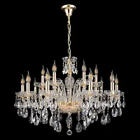Люстра подвесная MONICA SP10+5 GOLD Crystal Lux без плафона прозрачная на 15 ламп, основание золотое в стиле классический 