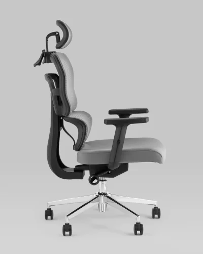 Кресло офисное TopChairs Techno серый УТ000037111 Stool Group, серый/ткань, ножки/металл/хром, размеры - 520*1240***680*690 фото 3