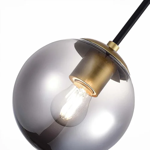 Светильник подвесной Scorze SLE1097-303-01 Evoluce серый чёрный 1 лампа, основание матовое золото в стиле современный шар фото 3