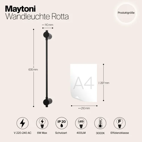 Бра LED Rotta MOD413WL-L6B3K Maytoni чёрный на 1 лампу, основание чёрное в стиле современный минимализм фото 12