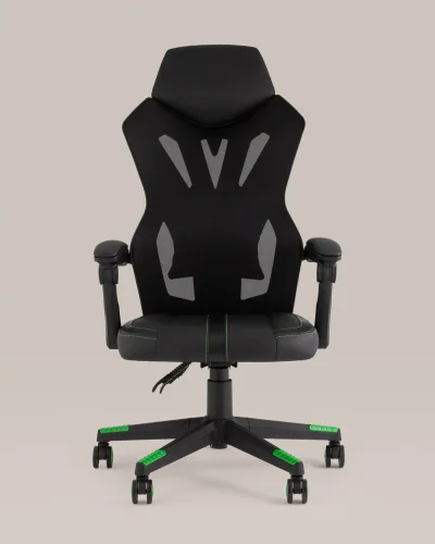 Кресло спортивное TopChairs Айронхайд, зеленый УТ000036995 Stool Group, чёрный/экокожа, ножки/пластик/чёрный, размеры - 430*1280***700*630 фото 6