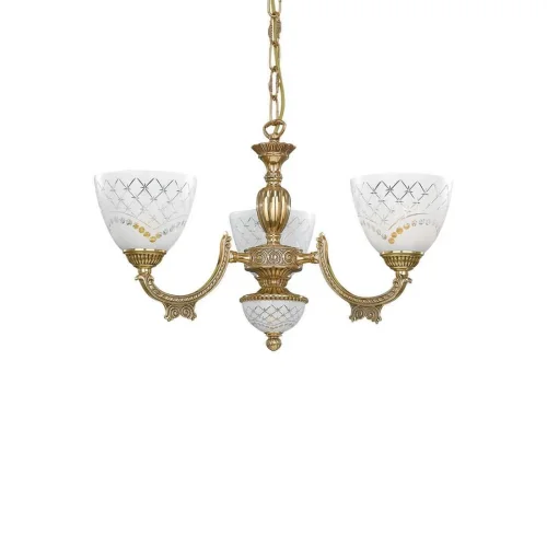 Люстра подвесная  L 7152/3 Reccagni Angelo белая на 3 лампы, основание золотое в стиле классический  фото 2