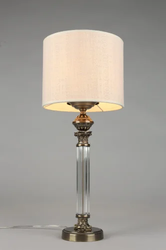 Настольная лампа Rovigo OML-64314-01 Omnilux бежевая 1 лампа, основание серебряное металл в стиле классический  фото 3